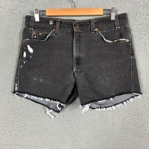 Vintage 90s Levis 517 Cut -Off Jean Shorts Womens 34 Black/Gray Distressed Denim